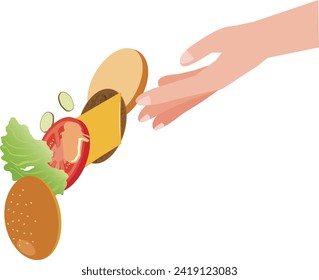 Illustration of a hand discarding food