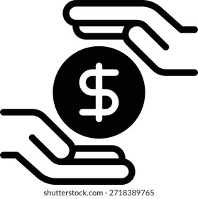 Ilustración de una mano donando una moneda de dólar, adecuada para finanzas, caridad y contenido relacionado con donaciones.