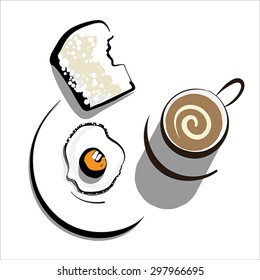 Illustration of a  hand draw  breakfast.