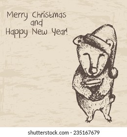 Illustration of hand draw cute bear. Vector