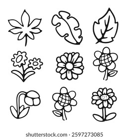 illustration hand draw flower on white background good for coloring book