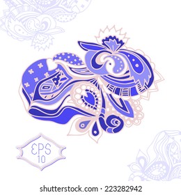 Illustration of hand draw line art ornate design for you