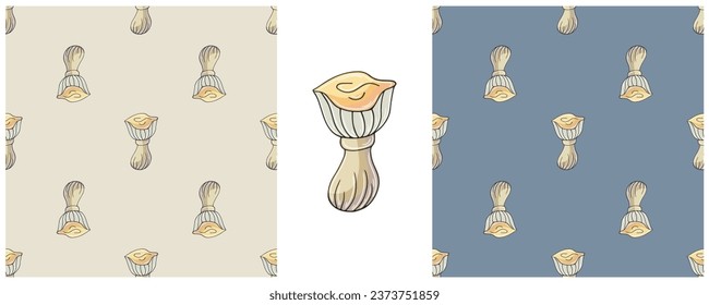 Illustration in hand draw style. Set Seamless pattern and print. Can be used for fabric, packaging, wrapping paper and etc