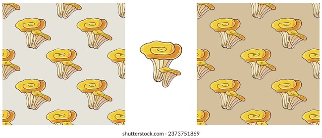 Illustration in hand draw style. Set Seamless pattern and print. Can be used for fabric, packaging, wrapping paper and etc