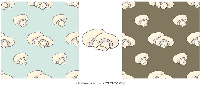 Illustration in hand draw style. Set Seamless pattern and print. Can be used for fabric, packaging, wrapping paper and etc