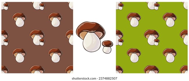 Illustration in hand draw style. Set Seamless pattern and print. Can be used for fabric, packaging, wrapping paper and etc