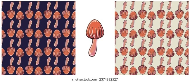 Illustration in hand draw style. Set Seamless pattern and print. Can be used for fabric, packaging, wrapping paper and etc