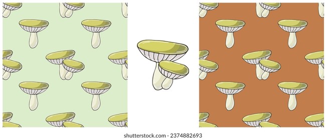 Illustration in hand draw style. Set Seamless pattern and print. Can be used for fabric, packaging, wrapping paper and etc