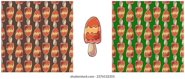 Illustration in hand draw style. Set Seamless pattern and print. Can be used for fabric, packaging, wrapping paper and etc