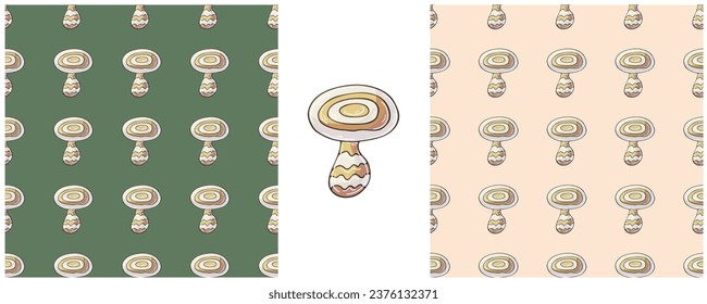 Illustration in hand draw style. Set Seamless pattern and print. Can be used for fabric, packaging, wrapping paper and etc