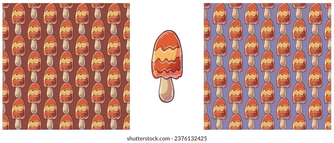 Illustration in hand draw style. Set Seamless pattern and print. Can be used for fabric, packaging, wrapping paper and etc