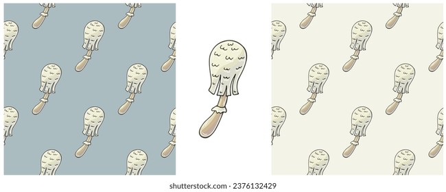 Illustration in hand draw style. Set Seamless pattern and print. Can be used for fabric, packaging, wrapping paper and etc