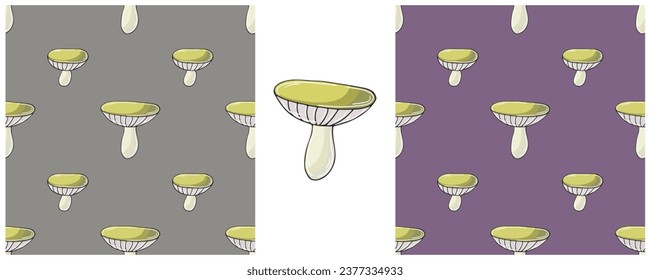 Illustration in hand draw style. Set Seamless pattern and print. Can be used for fabric, packaging, wrapping paper and etc