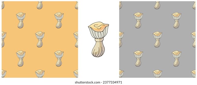 Illustration in hand draw style. Set Seamless pattern and print. Can be used for fabric, packaging, wrapping paper and etc