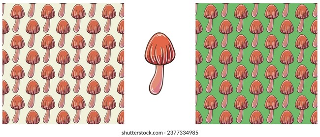 Illustration in hand draw style. Set Seamless pattern and print. Can be used for fabric, packaging, wrapping paper and etc