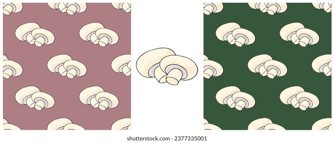 Illustration in hand draw style. Set Seamless pattern and print. Can be used for fabric, packaging, wrapping paper and etc