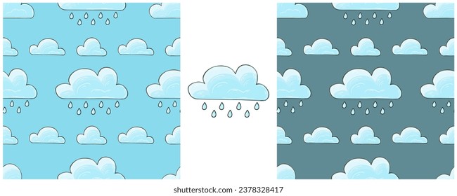 Illustration in hand draw style. Set Seamless pattern and print. Can be used for fabric, packaging, wrapping paper and etc