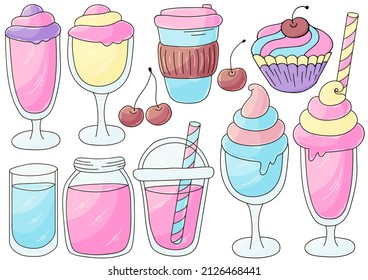 Illustration in hand draw style. Sweet dessert, graphic element for design