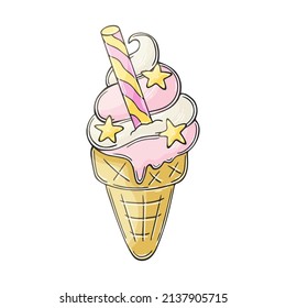Illustration in hand draw style. Sweet dessert, graphic element for design