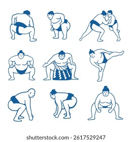 illustration hand draw sumo collection set
