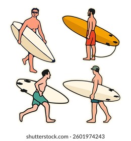 illustration hand draw surfing good for icon logo and stiker