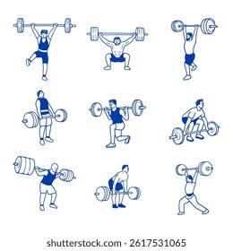 illustration hand draw weightlifting collection set