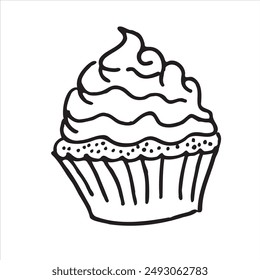 Illustration or hand drawing of cup cake