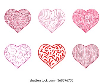 Illustration of Hand Drawing Heart Set Over White