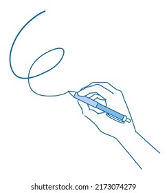 Illustration of a hand drawing lines with a pen Line drawing