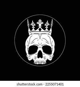 Illustration Hand drawing skull with crown vector design