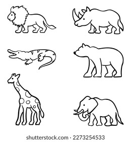 The illustration of hand drawing style of wild animal set vector.
Suitable for wild life or animal icon, sign or symbol