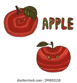 Illustration of hand drawn apples .Vector