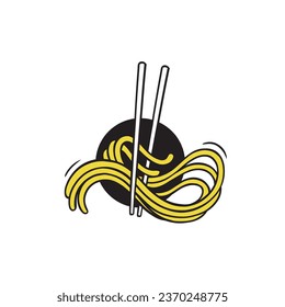 illustration hand drawn asian japanese noodle logo