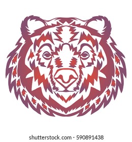 Illustration with hand drawn bear head. Tattoo design element. Heraldry and logo concept art. Drawing for coloring book.