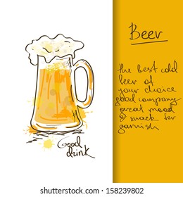 Illustration with hand drawn beer mug