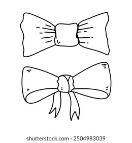 Illustration of hand drawn bow knot. Design element for poster, card, banner, sign. Vector illustration