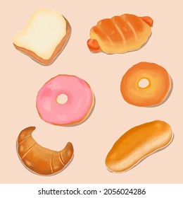 illustration  hand drawn bread. Vector for bakery shops. 
