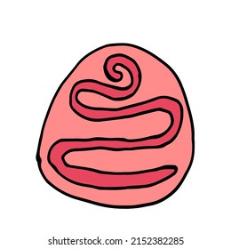 illustration of hand drawn candy raspberry truffles poured with chocolate