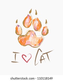 Illustration of hand drawn cat paw print