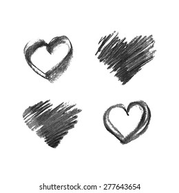 Illustration of hand drawn chalk hearts