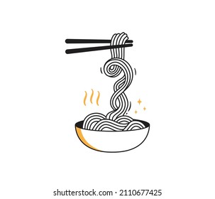 illustration hand drawn chicken noodle bowls design