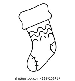 Illustration of a hand drawn Christmas stocking
