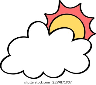 illustration of Hand drawn Cloudy and sunny.