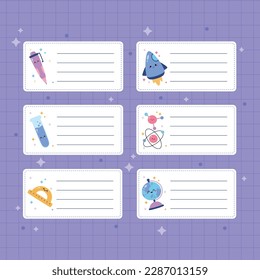 Ilustración del diseño vectorial de la colección de etiquetas de educación lindas dibujadas a mano