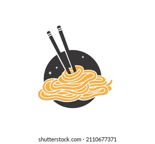 illustration Hand drawn delicious noodles with chopsticks vector