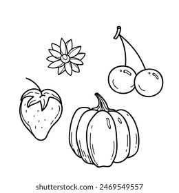 ilustración, dibujado a mano, garabato, fruta de fondo