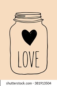 Illustration of hand drawn doodle jar isolated on white background