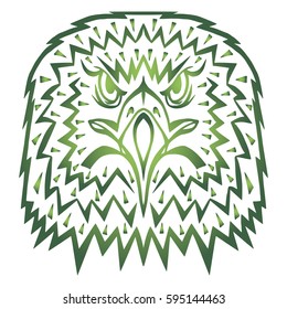 Illustration with hand drawn eagle head. Tattoo design element. Heraldry and logo concept art. Drawing for coloring book.
