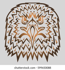 Illustration with hand drawn eagle head. Tattoo design element. Heraldry and logo concept art. Drawing for coloring book.
