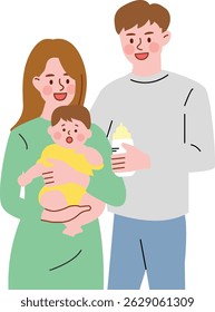 Illustration of hand drawn family portrait